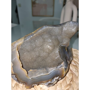 Geodo de Ágata Verde Brilho Fino Pedras Naturais Cristais