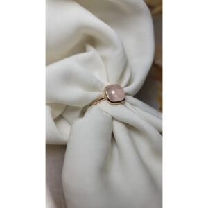 Anel Prata 925 banho Ouro Rosa Morganita Pedras Naturais Cristais